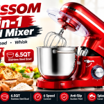 AILESSOM 3-in-1 Stand Mixer – 660W Powerful Kitchen Mixer with 6.5QT Bowl.