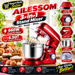 AILESSOM 3-in-1 Electric Stand Mixer (6.5QT, 660W)
