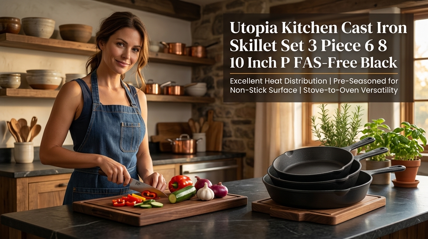 Utopia Kitchen Cast Iron Skillet Set 3 Piece